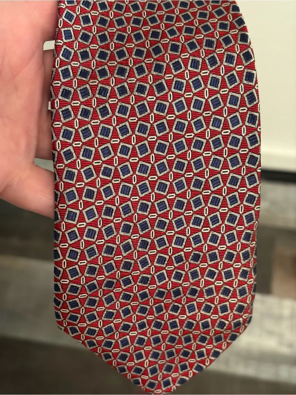 Lauren Ralph Lauren 100% Silk Geometric Tie Made in USA
